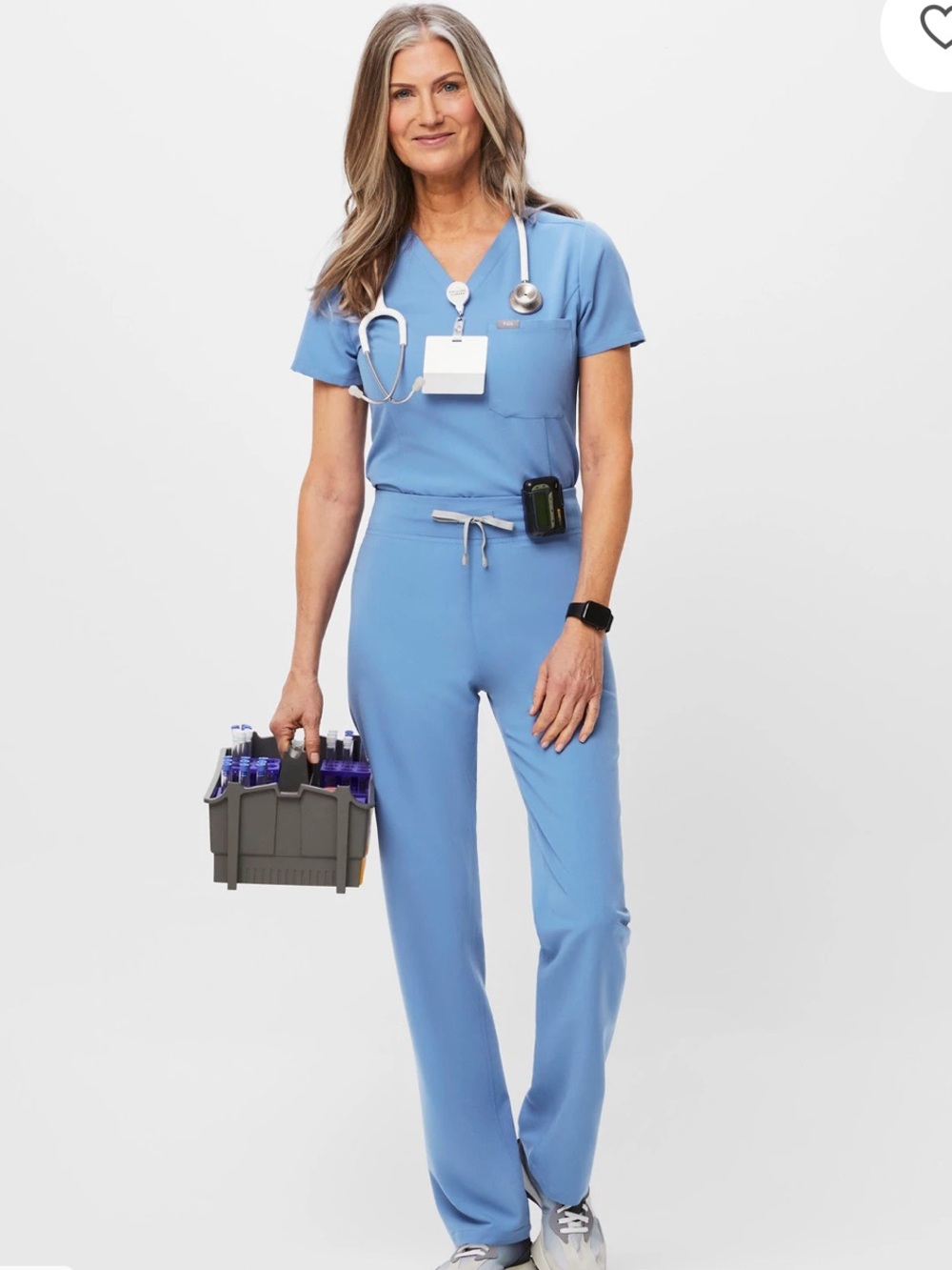 Figs Livingston High-Rise Straight-Leg Scrub Pant size Large in Ceil Blue